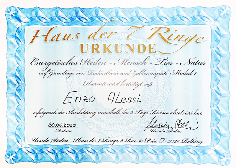 Enzo Alessi - Heilpraktiker für Psychotherapie - Zertifikate & Weiterbildungen